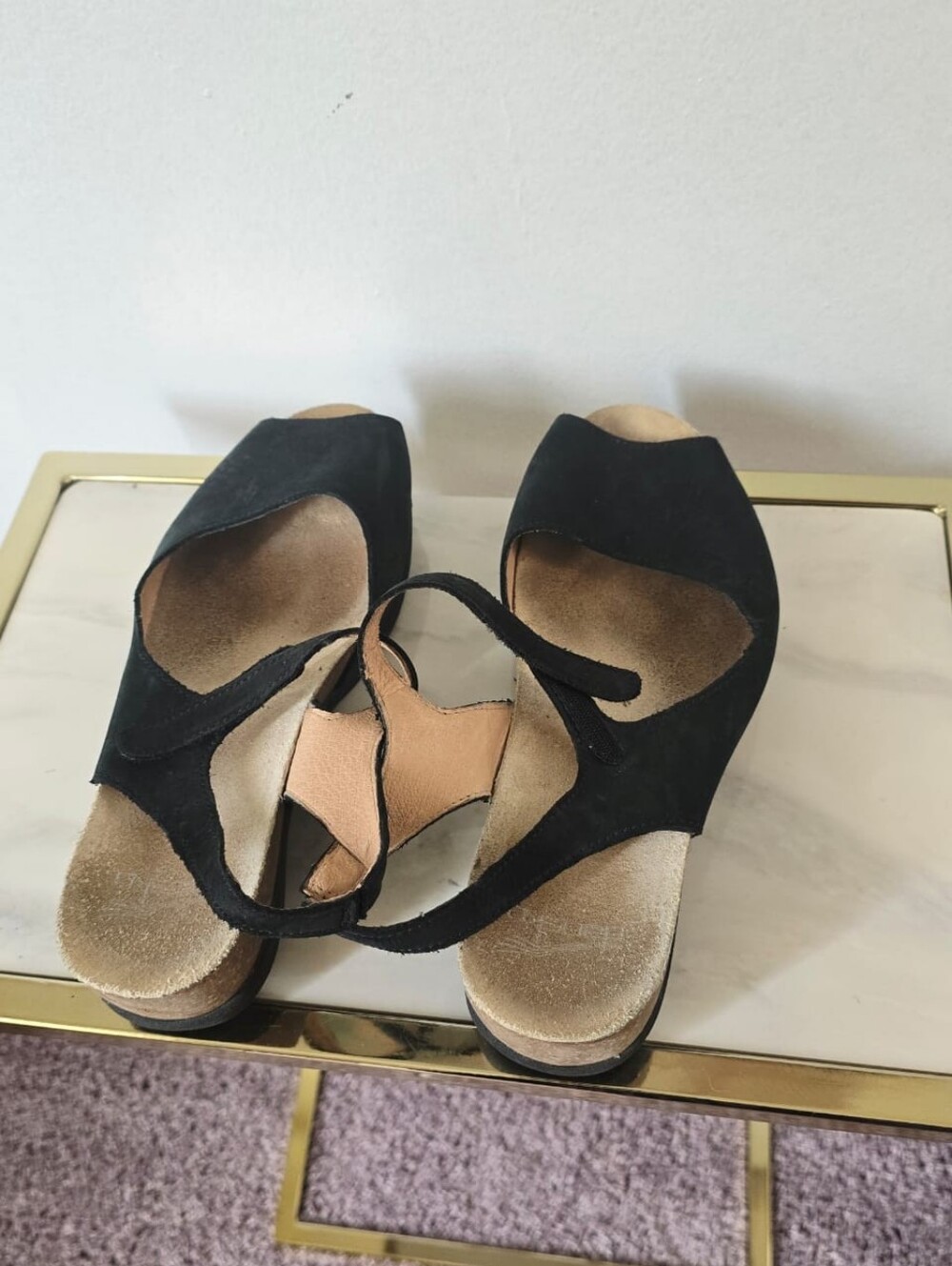 Women's Black Suede Open-Toe Slingback SandalsDansko Marcy Slip-On Wedge Sandal - Picture 3 of 6